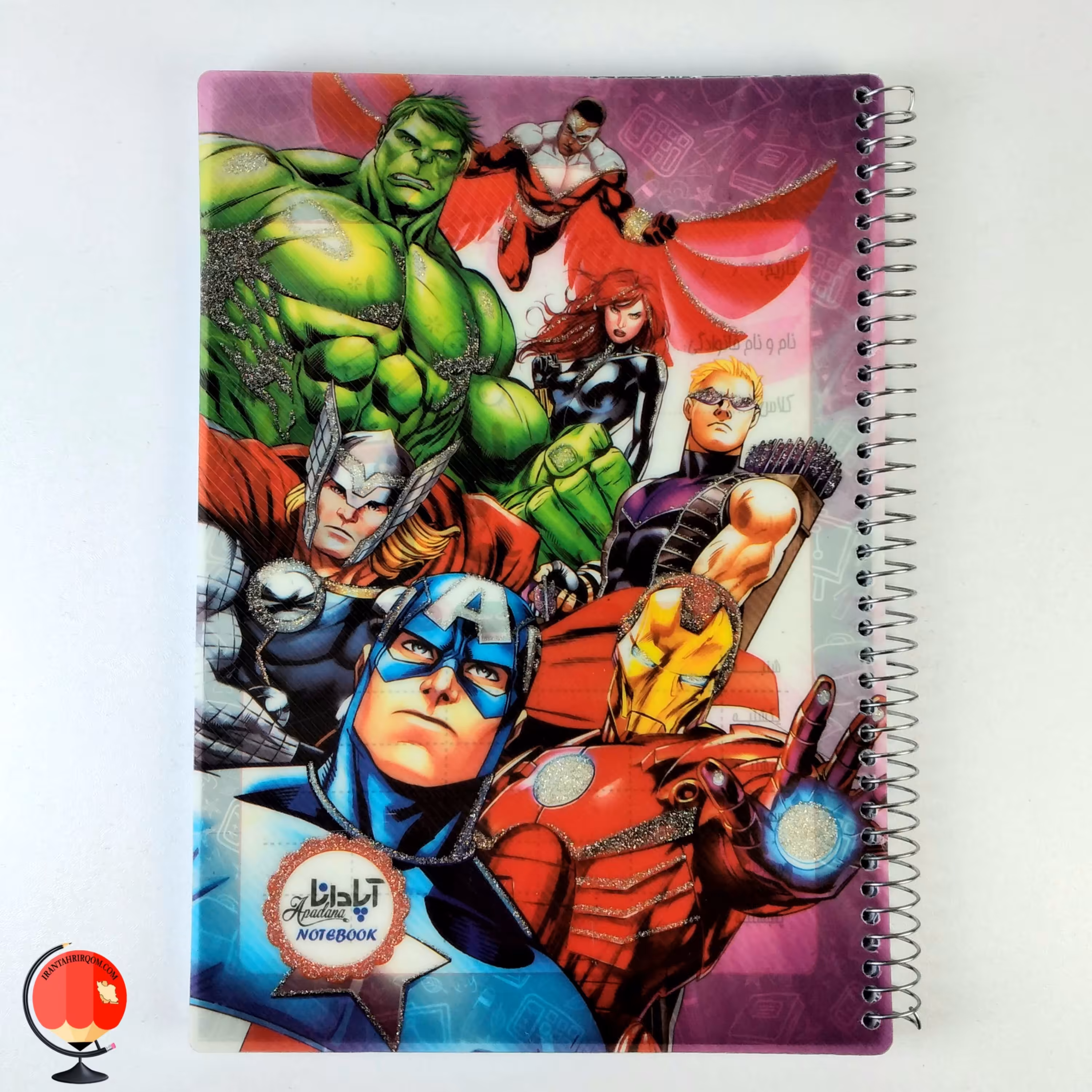 دفتر 80 برگ سیمی جلد طلقی   اپادانا طرح انتقام جویان کد 2374