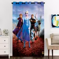 پرده پنجره مخمل پانچ کودک سایز 138 در 290 مدل C3-605 شرکت رنس