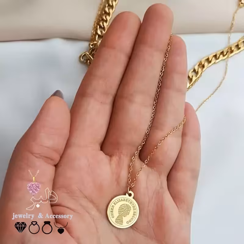 گردنبند کارتیه به همراه آویز سکه الیزابت (کیفیت عالی) گالری دلبر