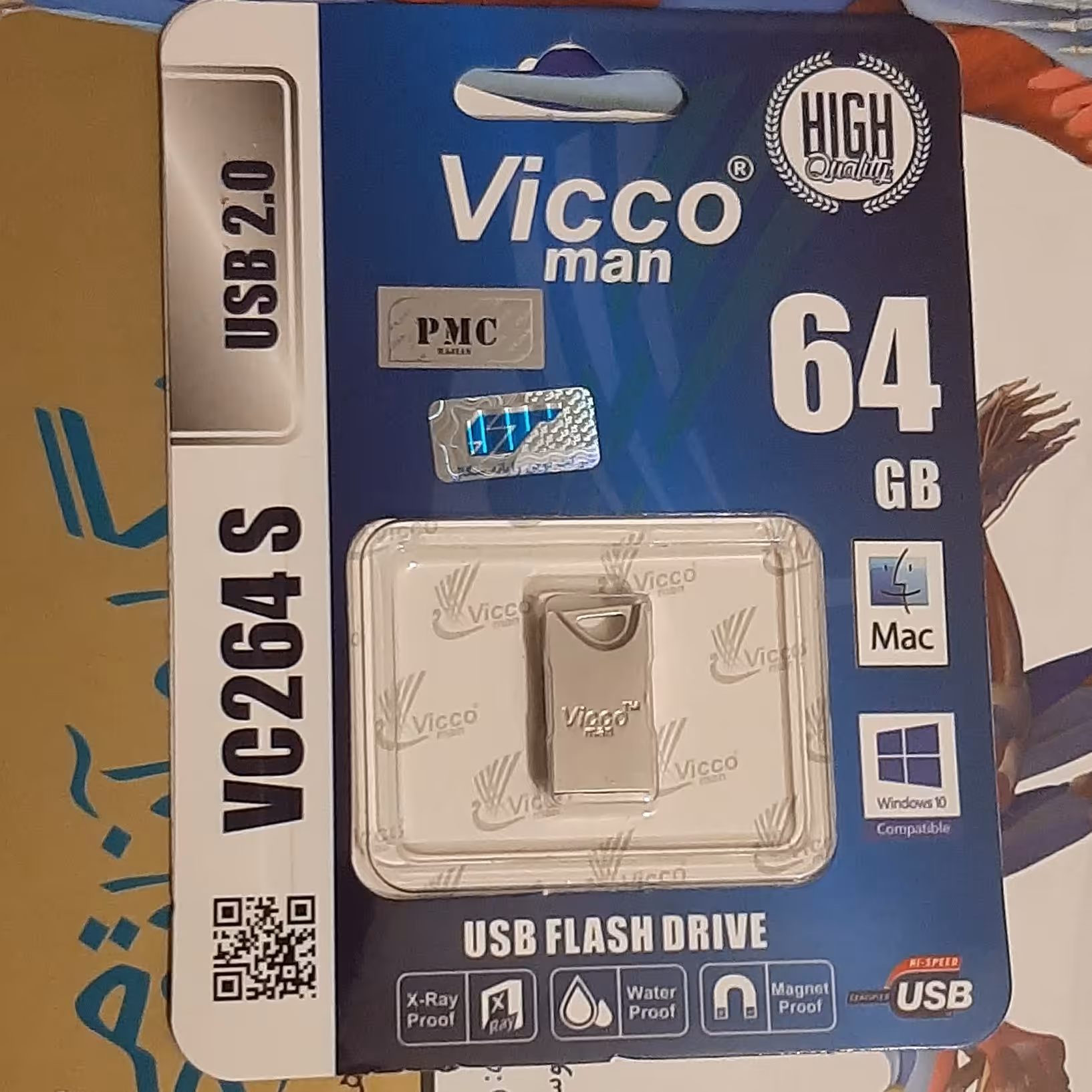 فلش USB 0.2 ویکو من فلزی نقره ای 64GB مدل VC264S