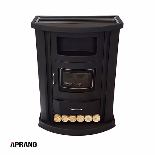 بخاری گازی شارق توس مدل اهورا طرح شومینه 140 - مشکی