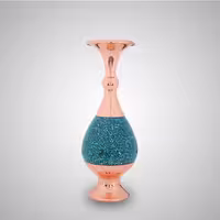 گلدان 25 فیروزه کوبی نیشابور مسی صنایع دستی سایروس 25 سانتی 