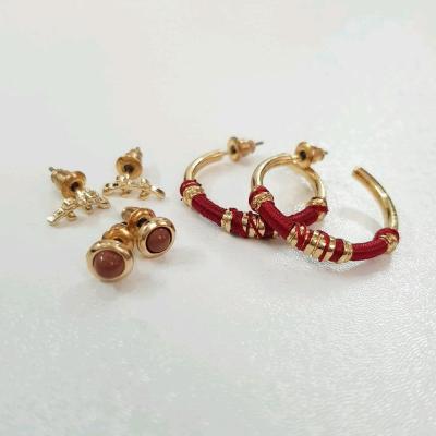 پک سه جفتی گوشواره و گلگوش طلایی