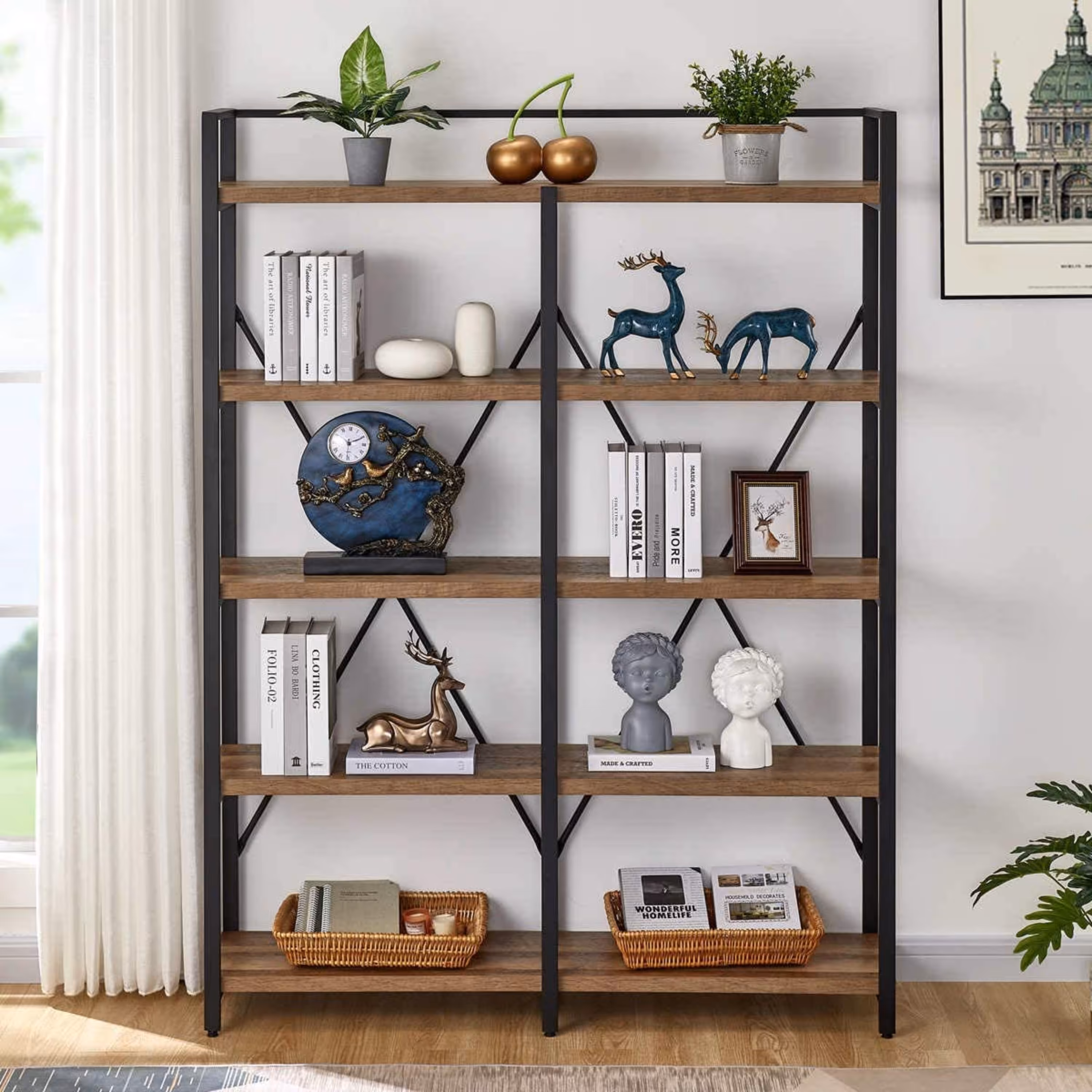 کتابخانه چوبین نورا مدل LIB-2 (هزینه ارسال بر عهده مشتری و پس کرایه)