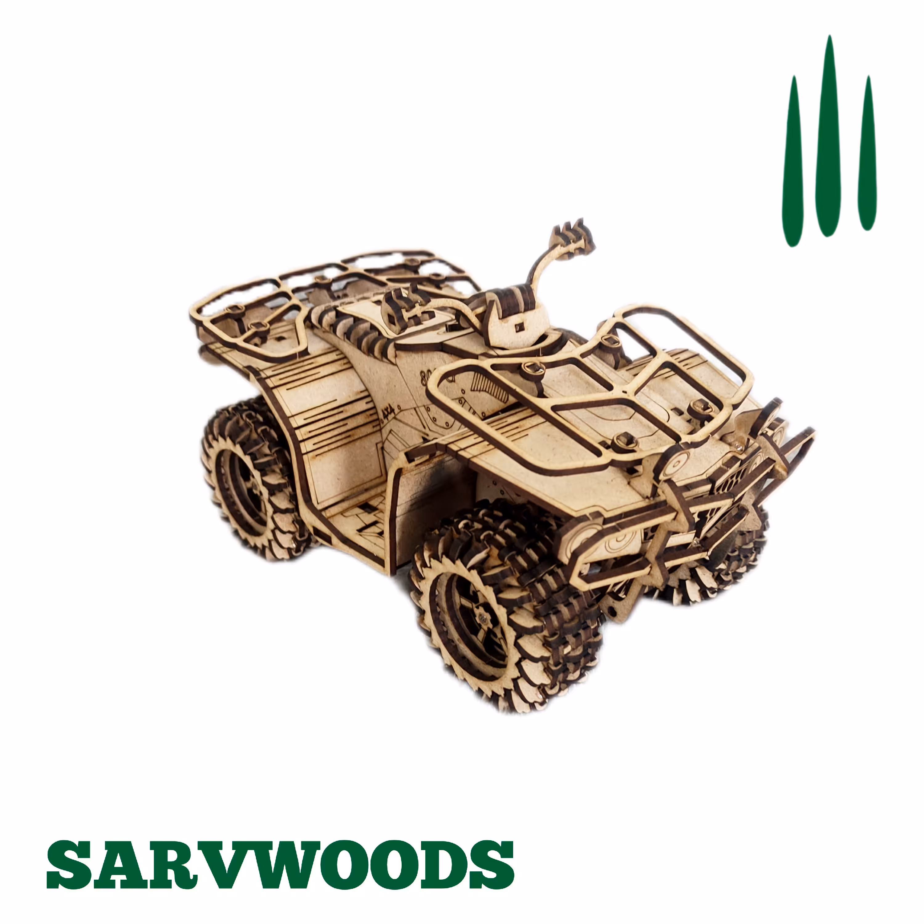 پازل چوبی سه بعدی موتور چهارچرخ متحرک