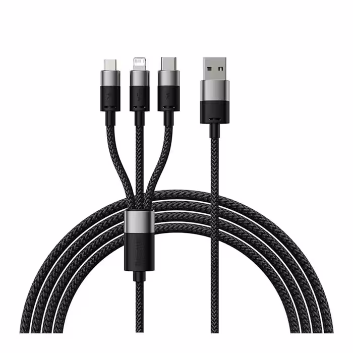 قیمت و خرید کابل تبدیل 1.2 متری USB به USB-C/microUSB/لایتنینگ بیسوس مدل CAXS000001 | یاس ارتباط