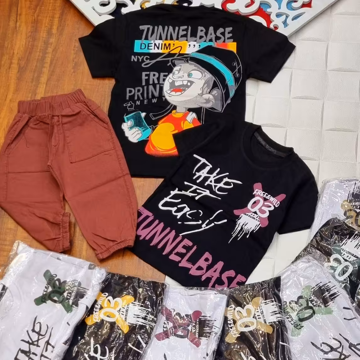 ست تیشرت شلوارک کتان پسرانه خاص