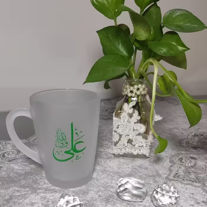 لیوان شیشه ای یخی  با ذکر های مختلف