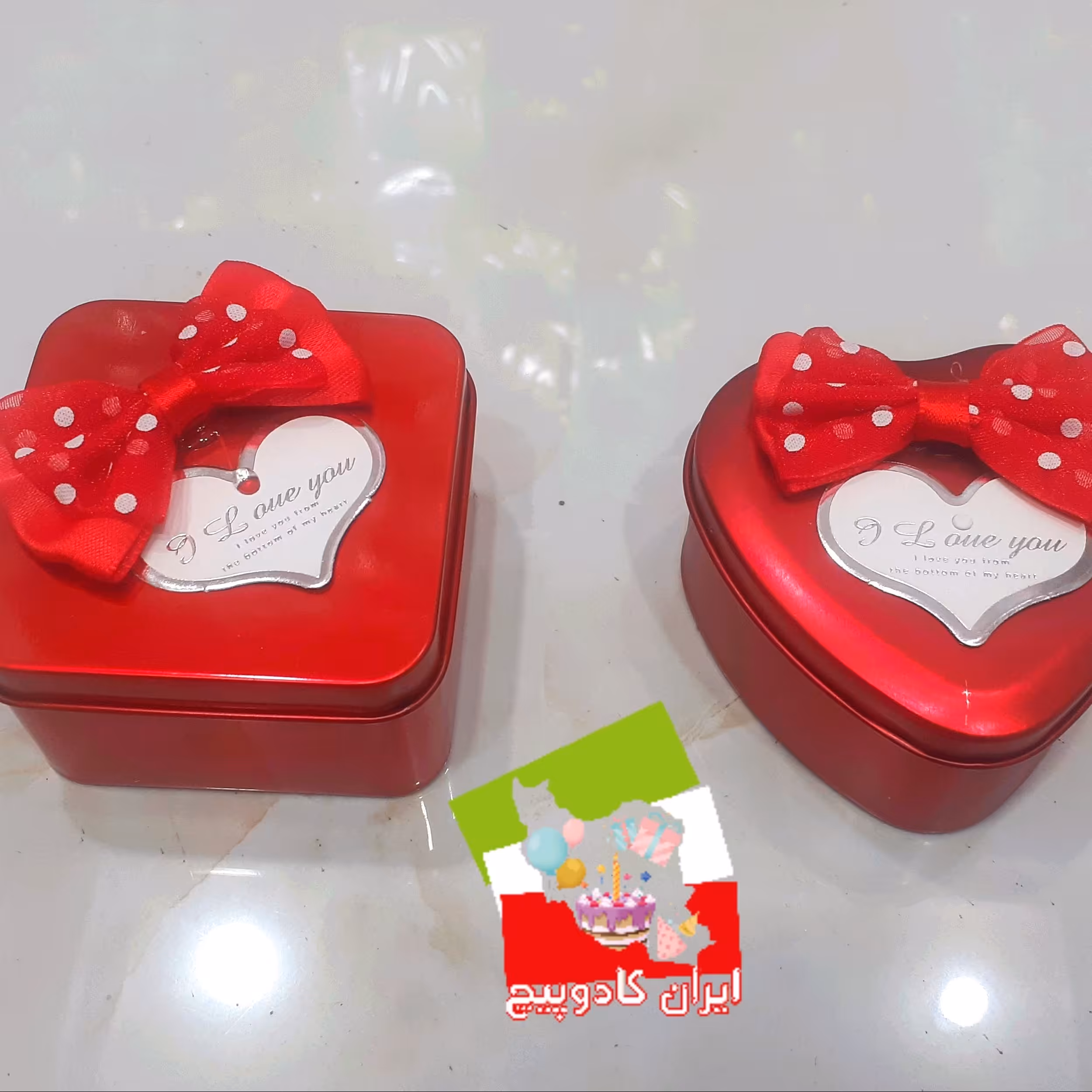 جعبه فلزی قلب و مربع سایز 7 در 7