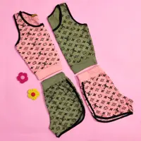 ست نیمتنه شورتک LV زنانه و دخترانه