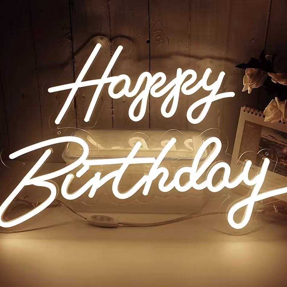 تابلو نئون طرح تولدت مبارک (Happy birthday) مدل RGB و 36ماه گارانتی سایز بزرگ