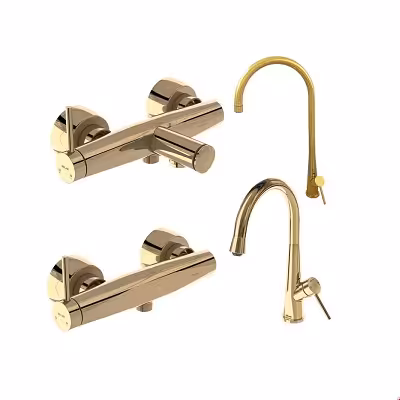 ست 4 تکه شیرآلات کلار مدل رز طلایی