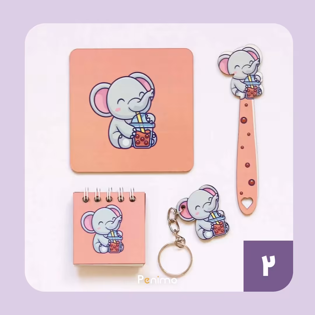 لوازم التحریر فانتزی.ست چهارتایی فانتزی چوبی سری 1(5 طرح مختلف)