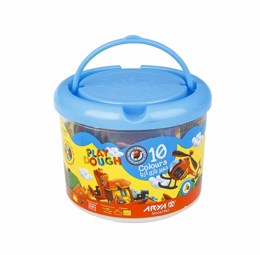 خمیر بازی 10 رنگ سطلی آریا