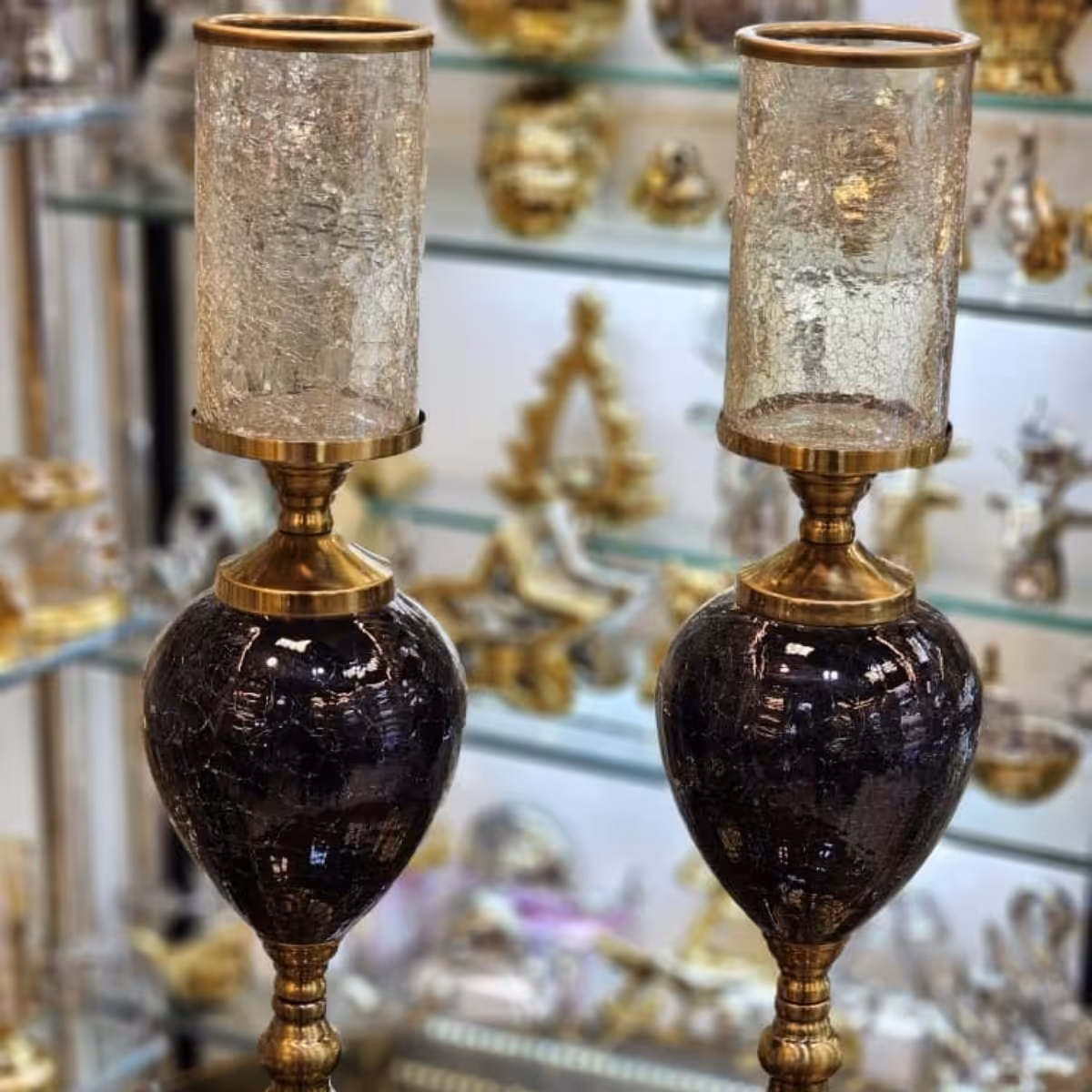 یک جفت ( دو عدد )شمعدان  مدل یاقوت سیاه ، مخصوص شما که خاص و شیک و لوکس هستی