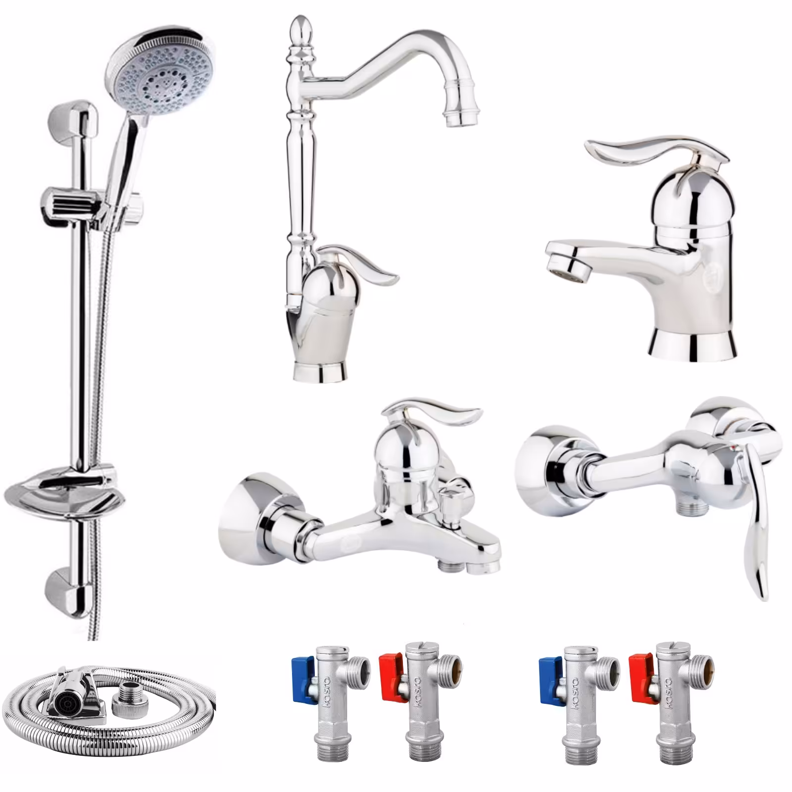 ست شیرالات رز مدل ونیز مجموعه 10 عددی کروم