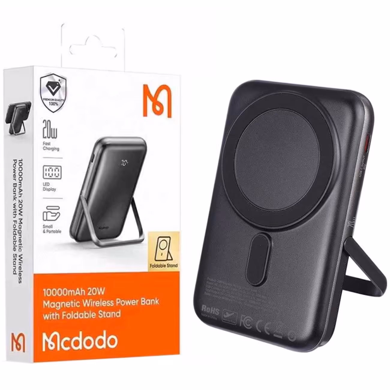 پاوربانک وایرلس 15 وات و تایپ سی 20 وات  فست شارژ 10000 مک دودو MC-151