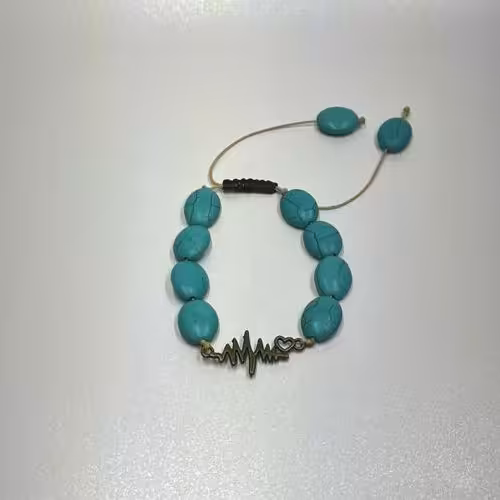 دستبند وزن 14 گرم اندازه 36 سانت فیروزه سنتتیک بیضی رنگ آبی 