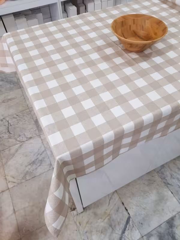 رومیزی داک نسکافه ای چهارخانه درشت