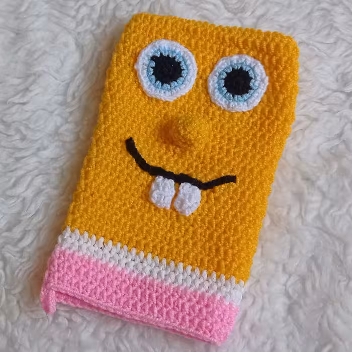 لیف باب اسفنجی،زرد رنگ،دست بافت،مناسب بچه ها