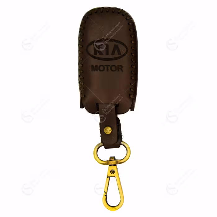 جاسوییچی چرم طبیعی گاوی قهوه ای مناسب کیا قفل گرد