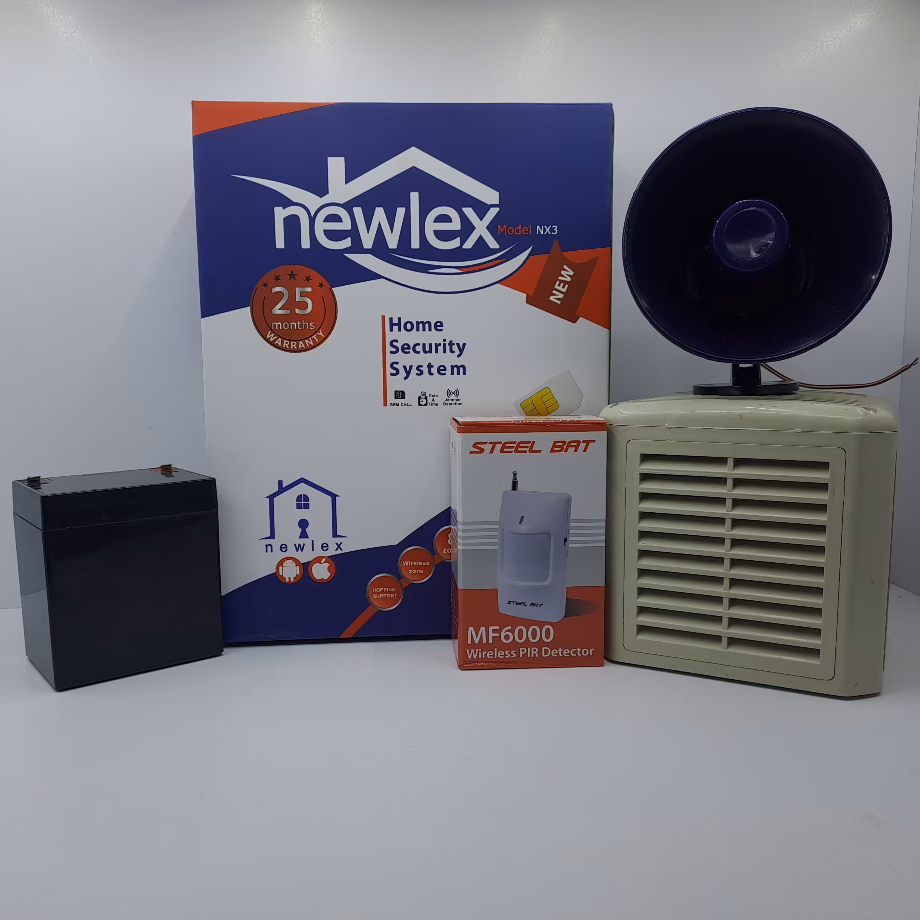 پک دزدگیر  سیم کارتی نیولکس به همراه چشمی یک عدد چشمی بی سیم STEEL BAT سیمی کد 3011