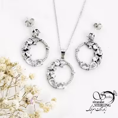 نیمست دایره جواهری نقره 925 عیار کد 17363