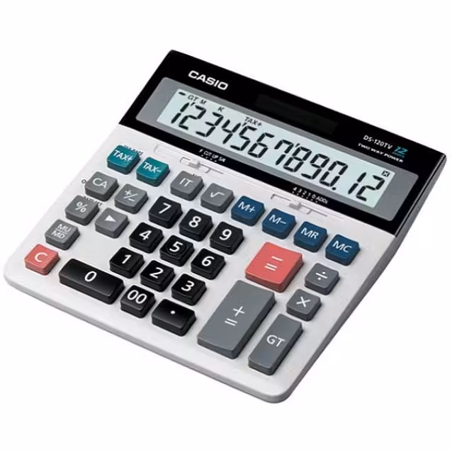 ماشین حساب رومیزی کاسیو دی اس 120 تی وی