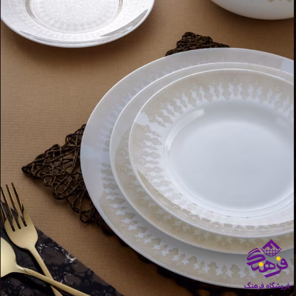 سرویس 26پارچه بن ایسان عسلی گلدن اپال