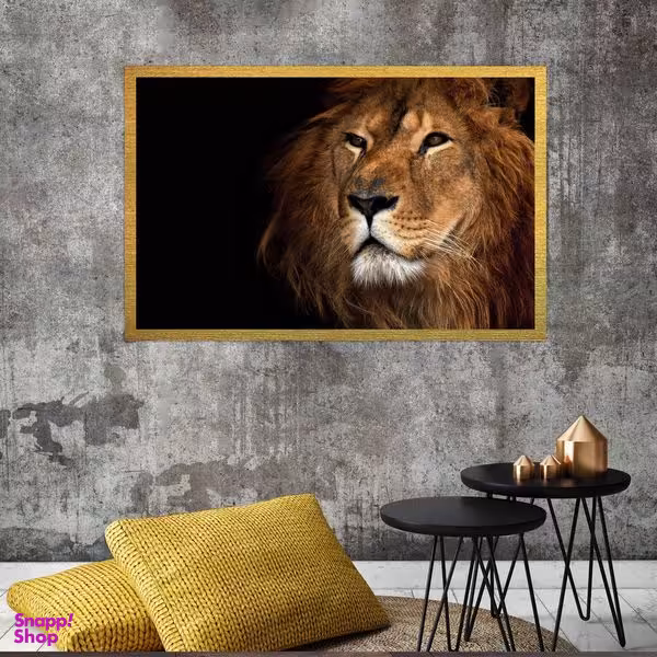 تابلو بکلیت طرح حیات وحش و شیر مدل قاب شاسی T-S7596