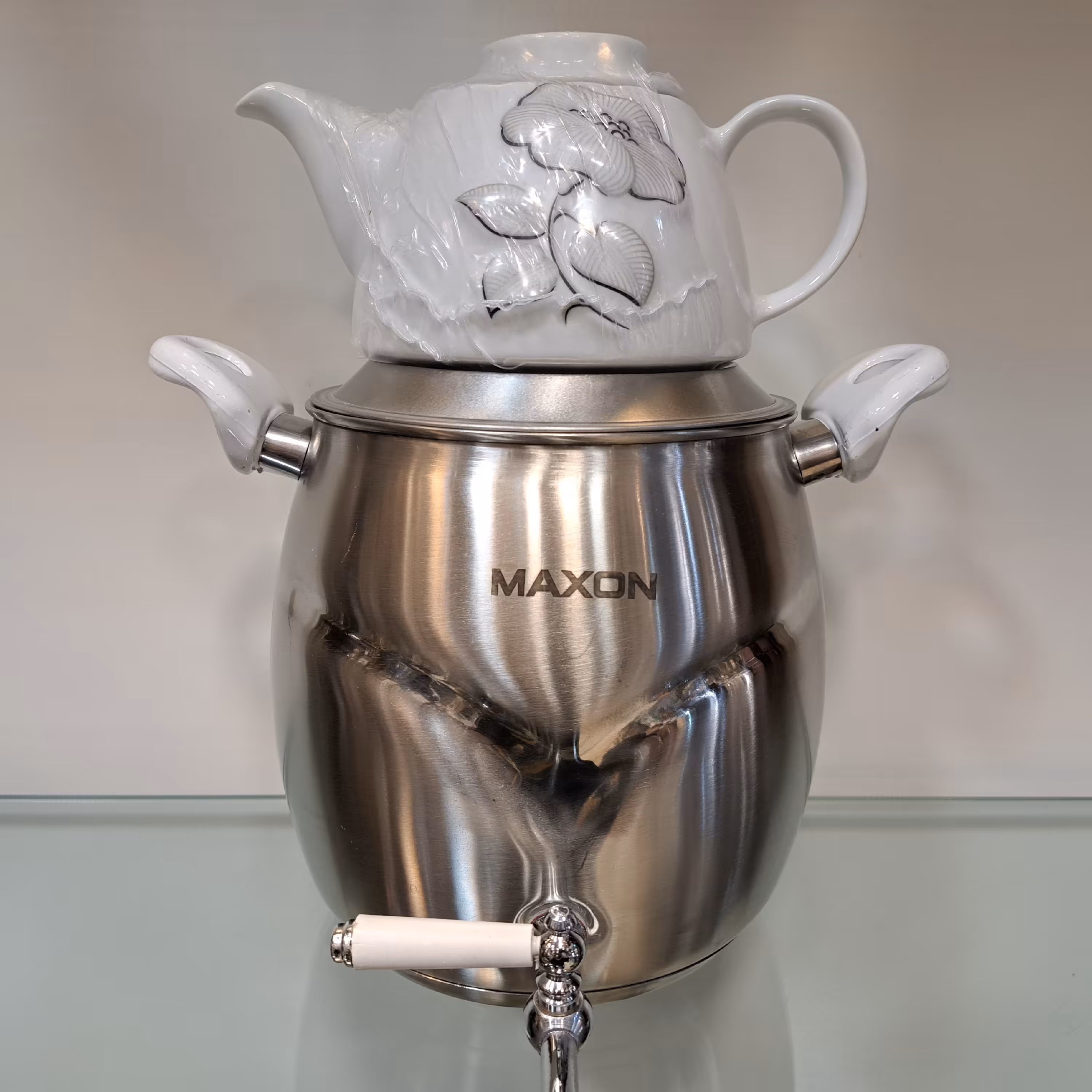 کتری و قوری استیل  نفیس مدل مکسون ظرفیت 6 لیتری