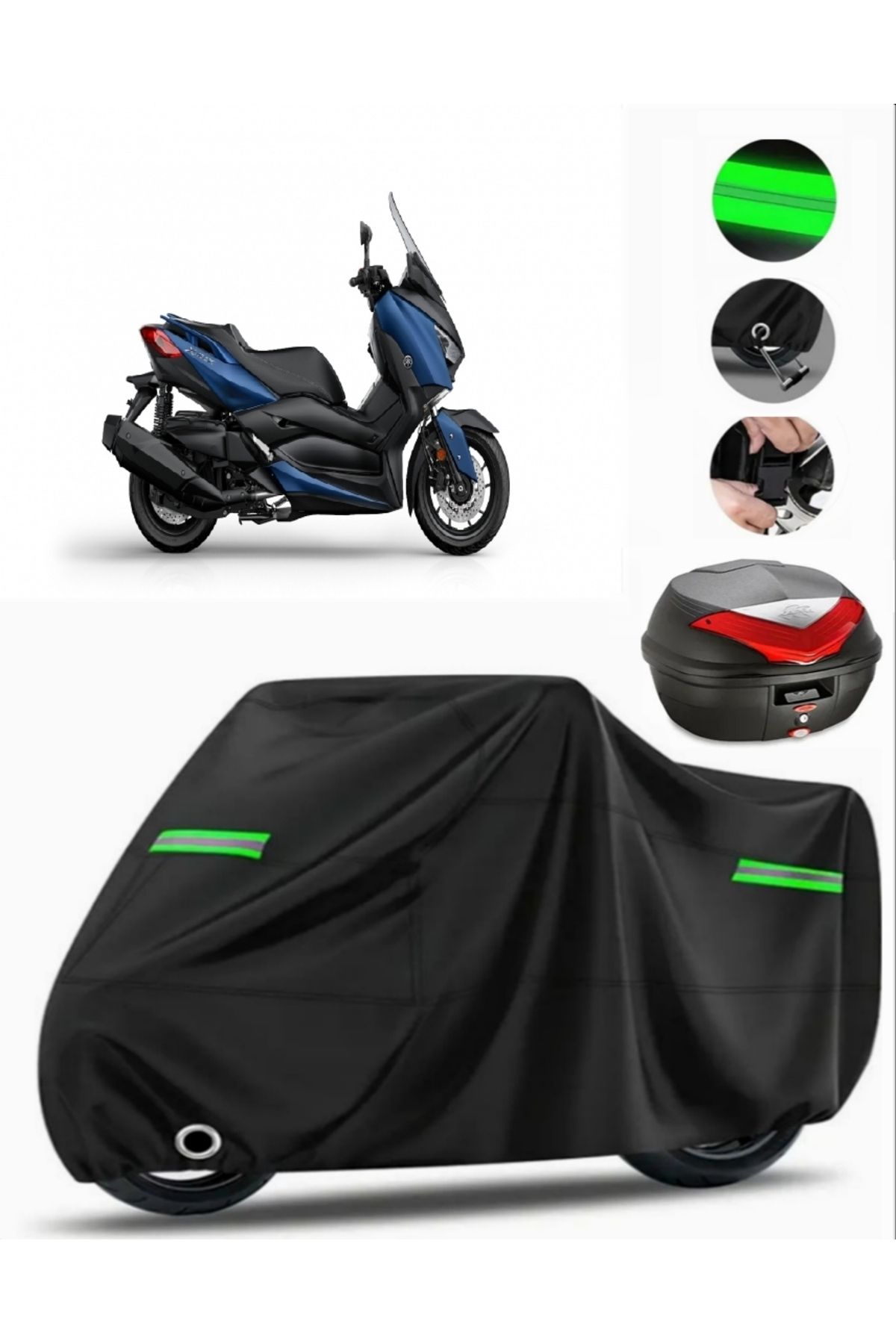 چادر موتورسیکلت مشکی YAMAHA X MAX 400 ABS BEAR BAG MOTORCYCLE TARKET PREMIUM سازگار با قفل SIYAH MotoEn