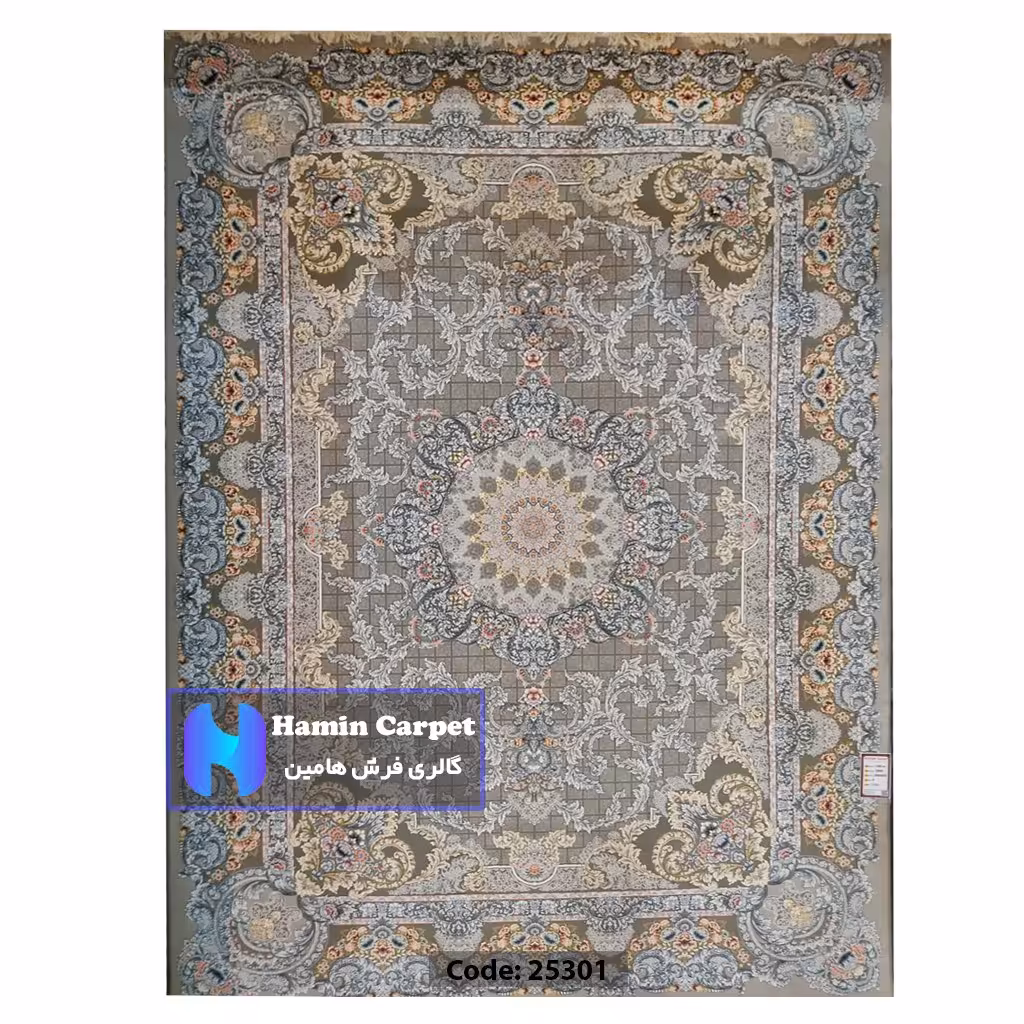 فرش 4 متری 1200 شانه تراکم 3600  نخ اکلریک گل برجسته کد  AR25301