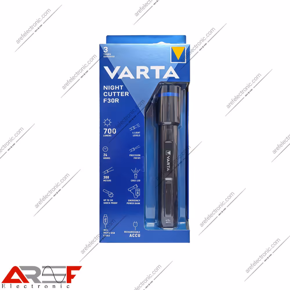 چراغ قوه شارژی وارتا مدل Night Cutter F30R - فروشگاه عارف الکترونیک