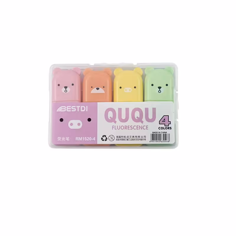 ماژیک علامت گذار مدل قاب دار طرح خرس کد 02 مجموعه 4 عددی