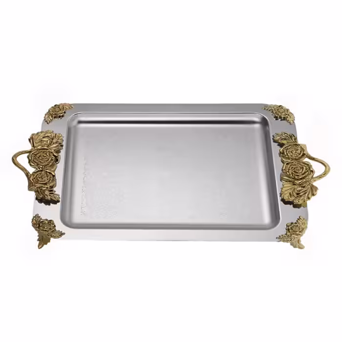 سینی استیل مستطیل پایه دار مدل 9526
