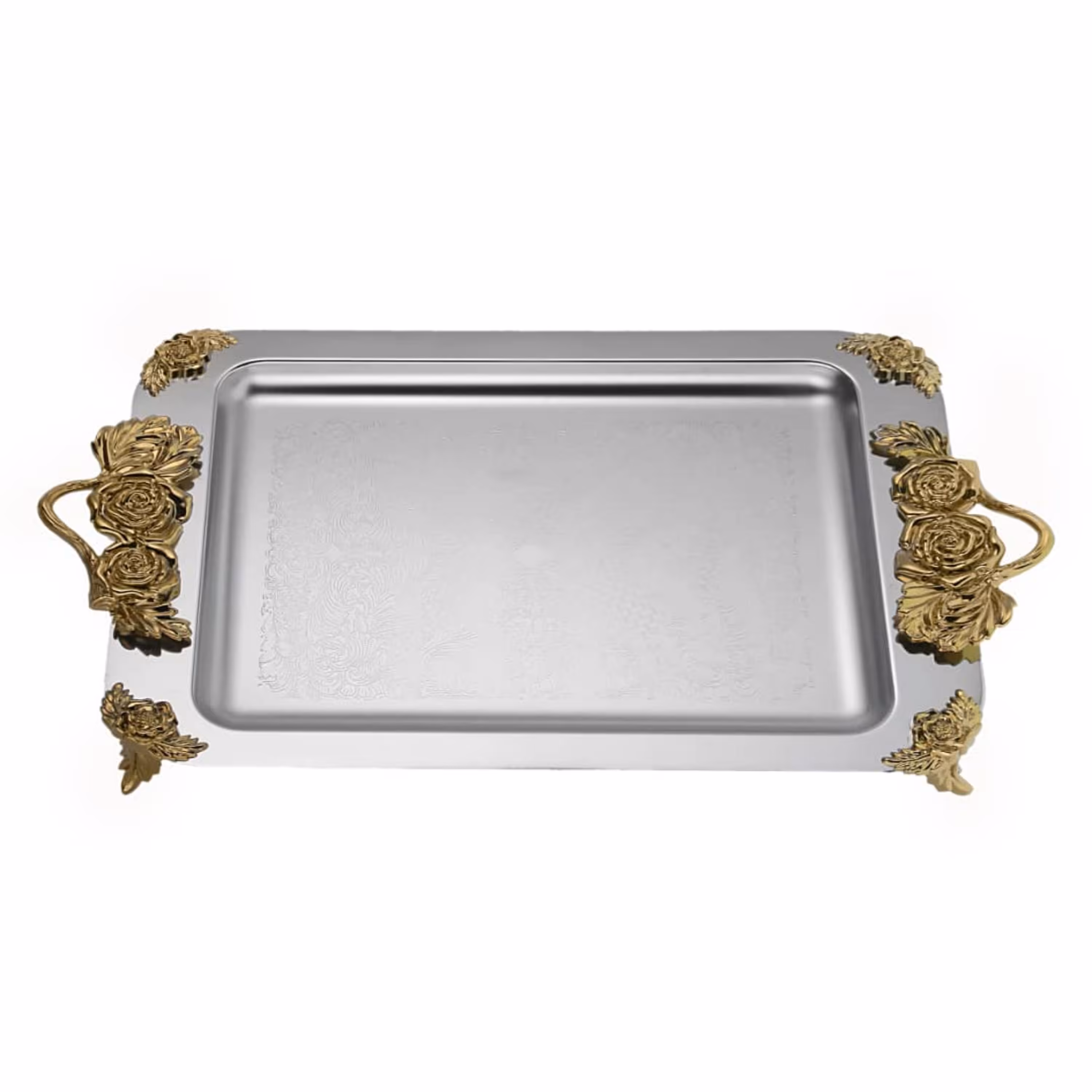 سینی استیل مستطیل پایه دار مدل 9526