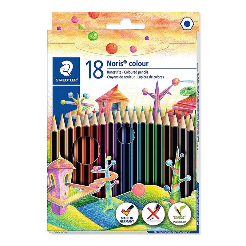 خرید مداد رنگی 18 رنگ مقوایی STAEDTLER وپکس کد Noris Colour 185C18