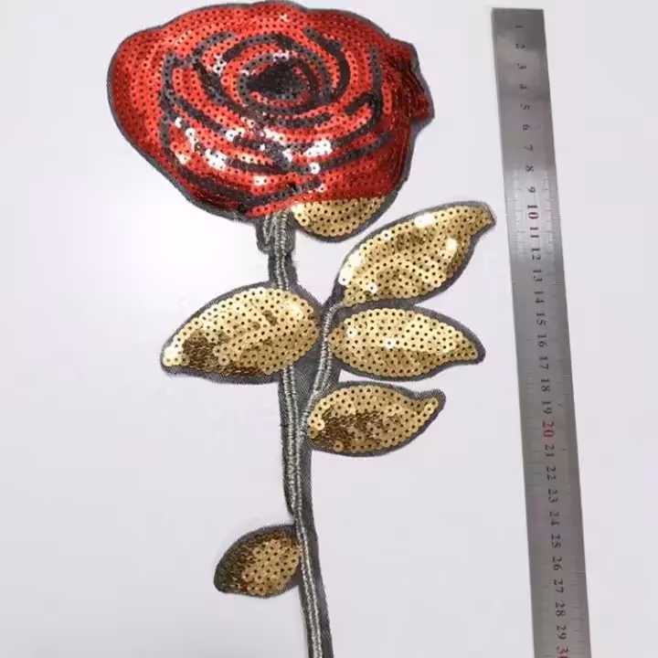 اپلیکه گل رز پولکی ارتفاع 30 سانت