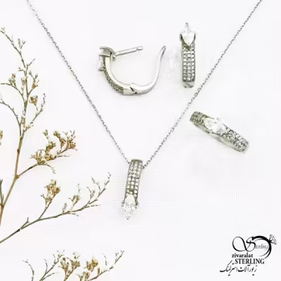 سرویس نقره عیار925 با نگین اتمی کد 11549