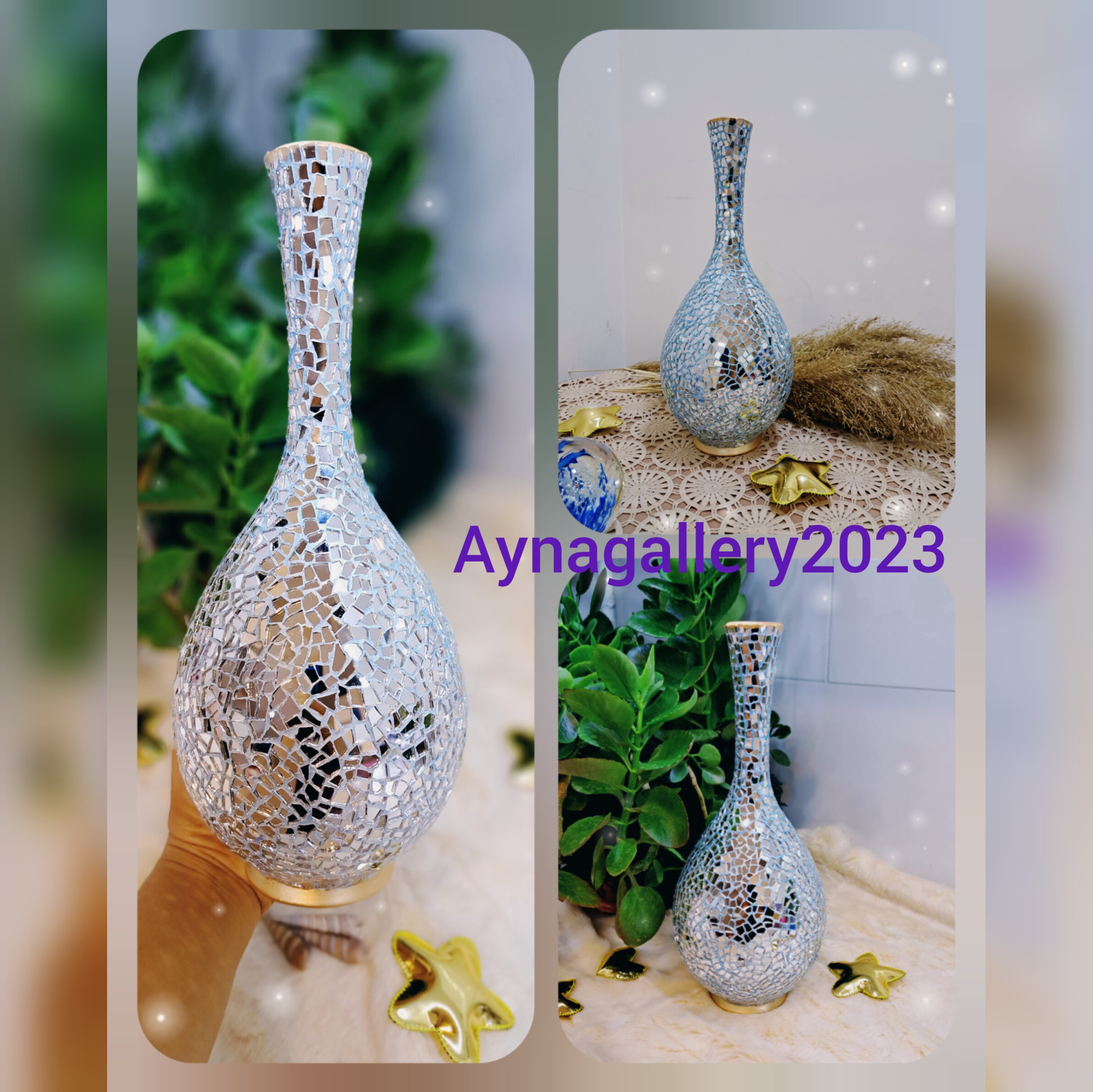 گلدان قطره ای سایز بزرگ نقره ای