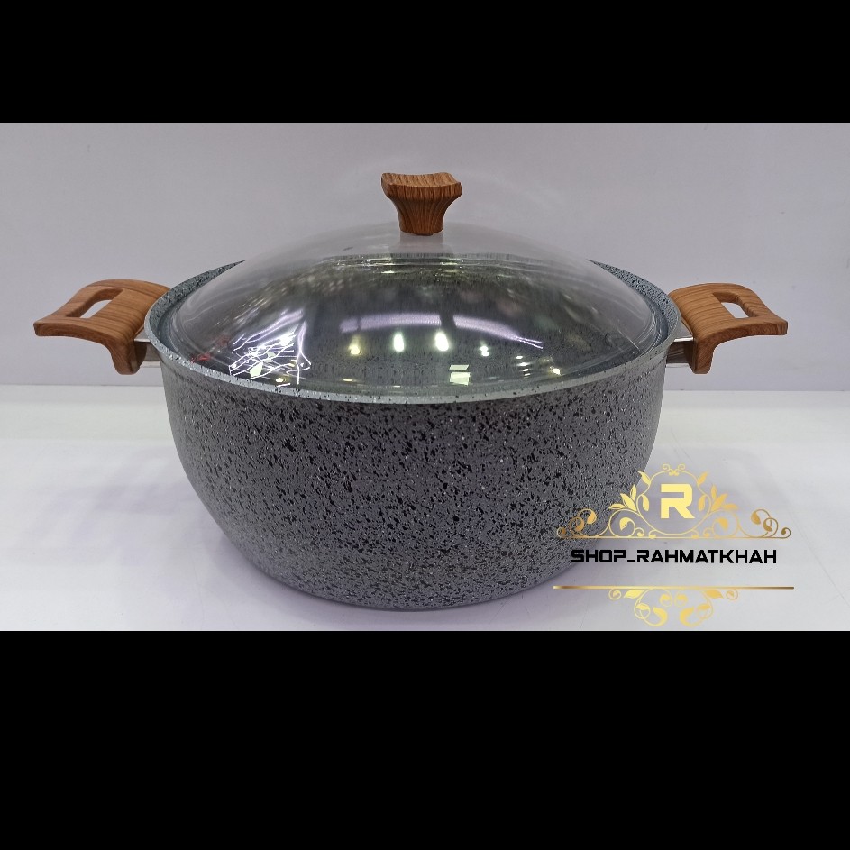 قابلمه گرانیتی سایز 32 در دو رنگ مشکی و طوسی (ارسال با باربری و پس کرایه )