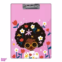 تخته شاسی بامبیلیپ طرح دختر عینکی در میان گل ها کد 1610598 سایز A4