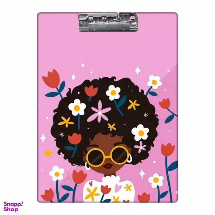 تخته شاسی بامبیلیپ طرح دختر عینکی در میان گل ها کد 1610598 سایز A4