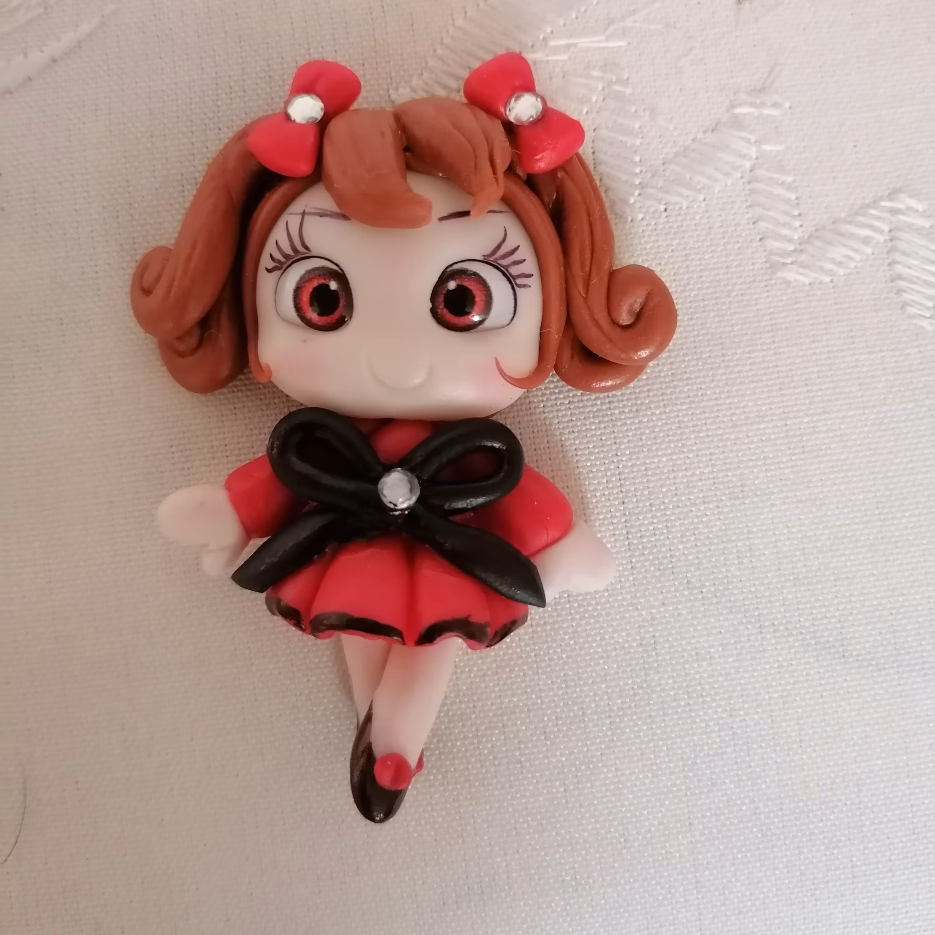 عروسک خمیری دست ساز، سایز 8 سانت، جهت گلسر، گوشواره، 