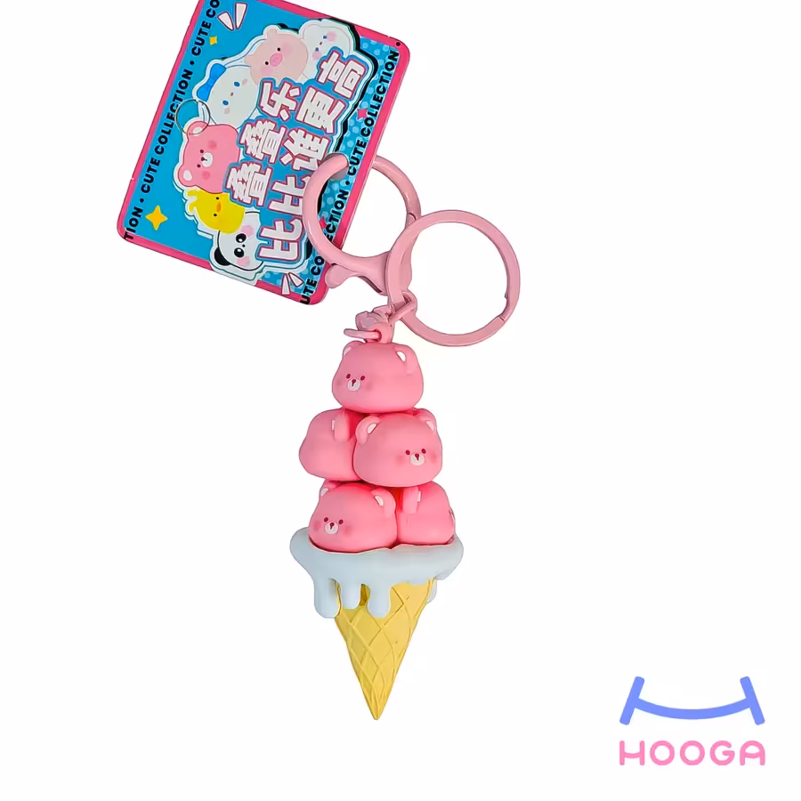 جا کلیدی طرح بستنی خرسی صورتی - هوگا شاپ - فروش انواع محصولات فانتزی