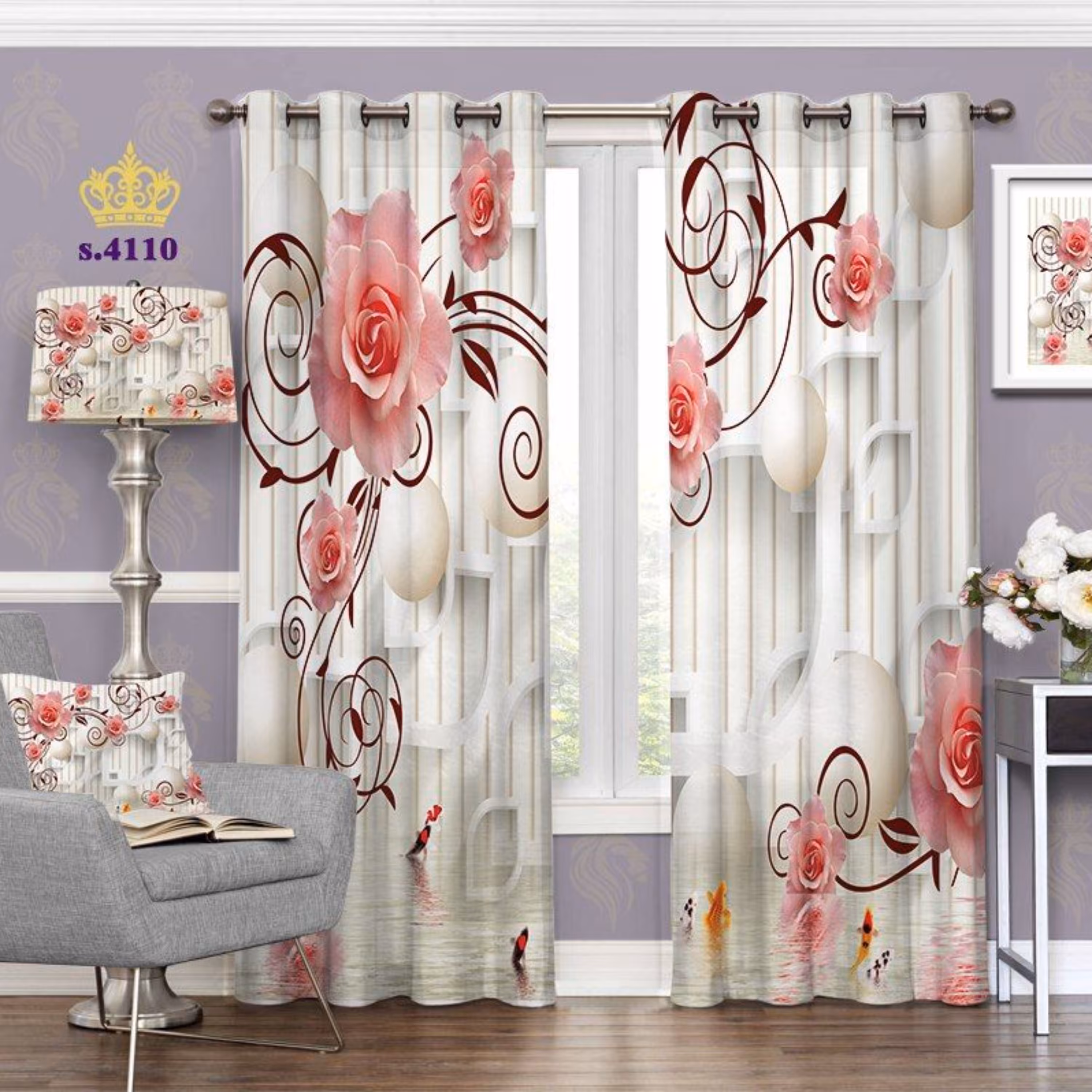 پرده چاپی تصویری - طرح سه بعدی - کد 4110