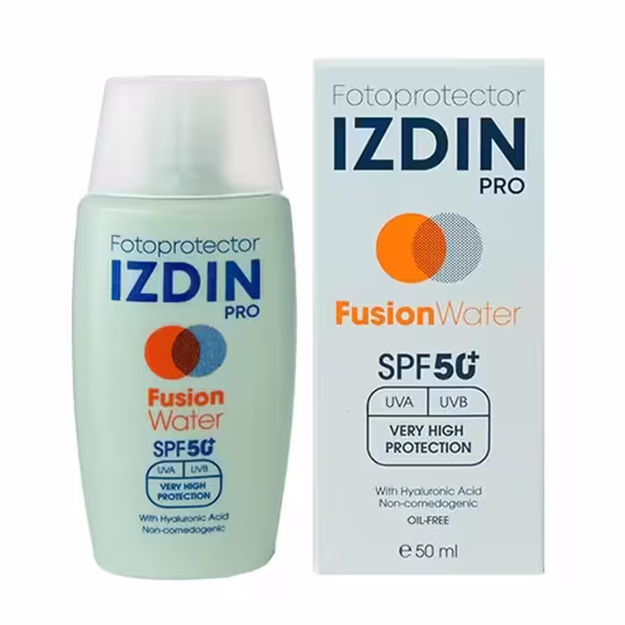 ژل کرم ضد آفتاب فیوژن واتر ایزدین SPF50 فاقد چربی 50 میلی لیتر