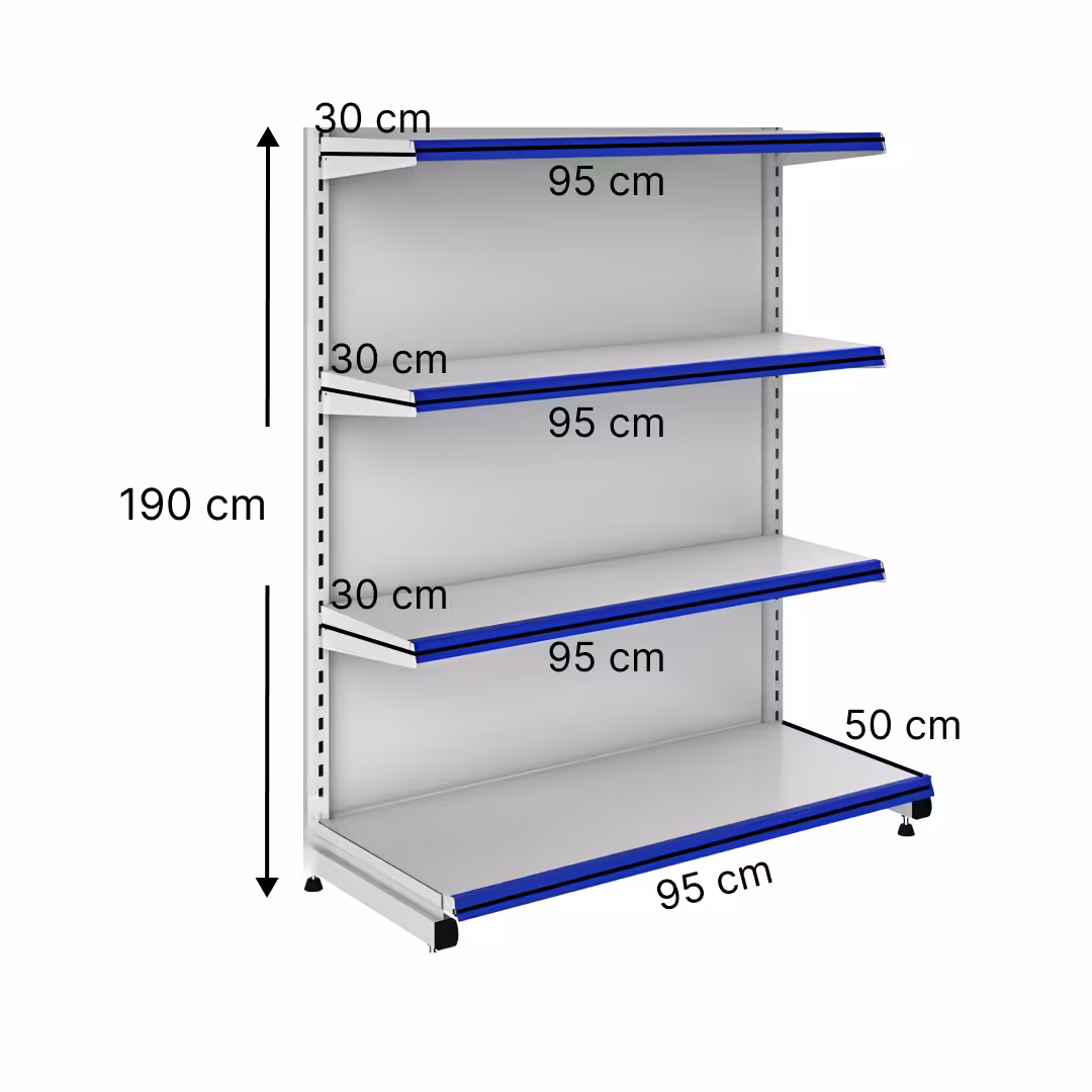 خرید و قیمت قفسه هایپری خودایست 4 طبقه 95x30 کف50 ارتفاع 190 - قفسه‌بندی وکیلی