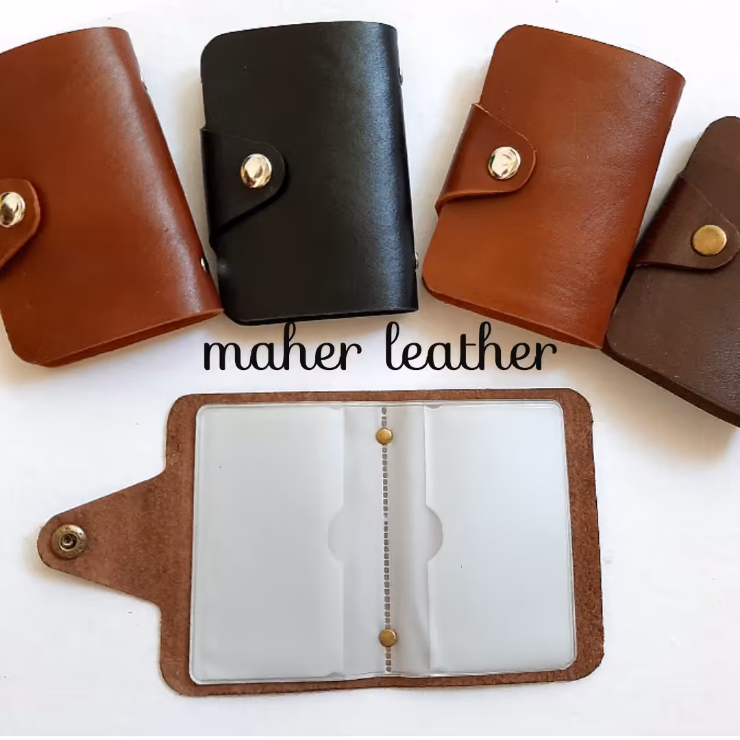 جاکارتی دکمه دار چرم طبیعی گاوی